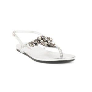 BOTTERO Silver Made In Brazil Leather Flat Sandals